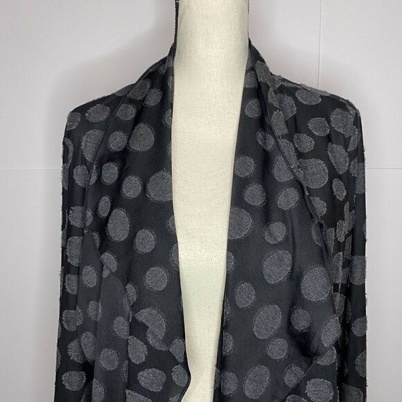 Apropos Size Large Semi-Sheer Black Polka Dot Open Cardigan Asymmetric Hem - Picture 1 of 9